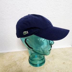COPY - Lacoste Navy Cap w Embroidered Side Logo, Adjustable Leather Strap, 100%…